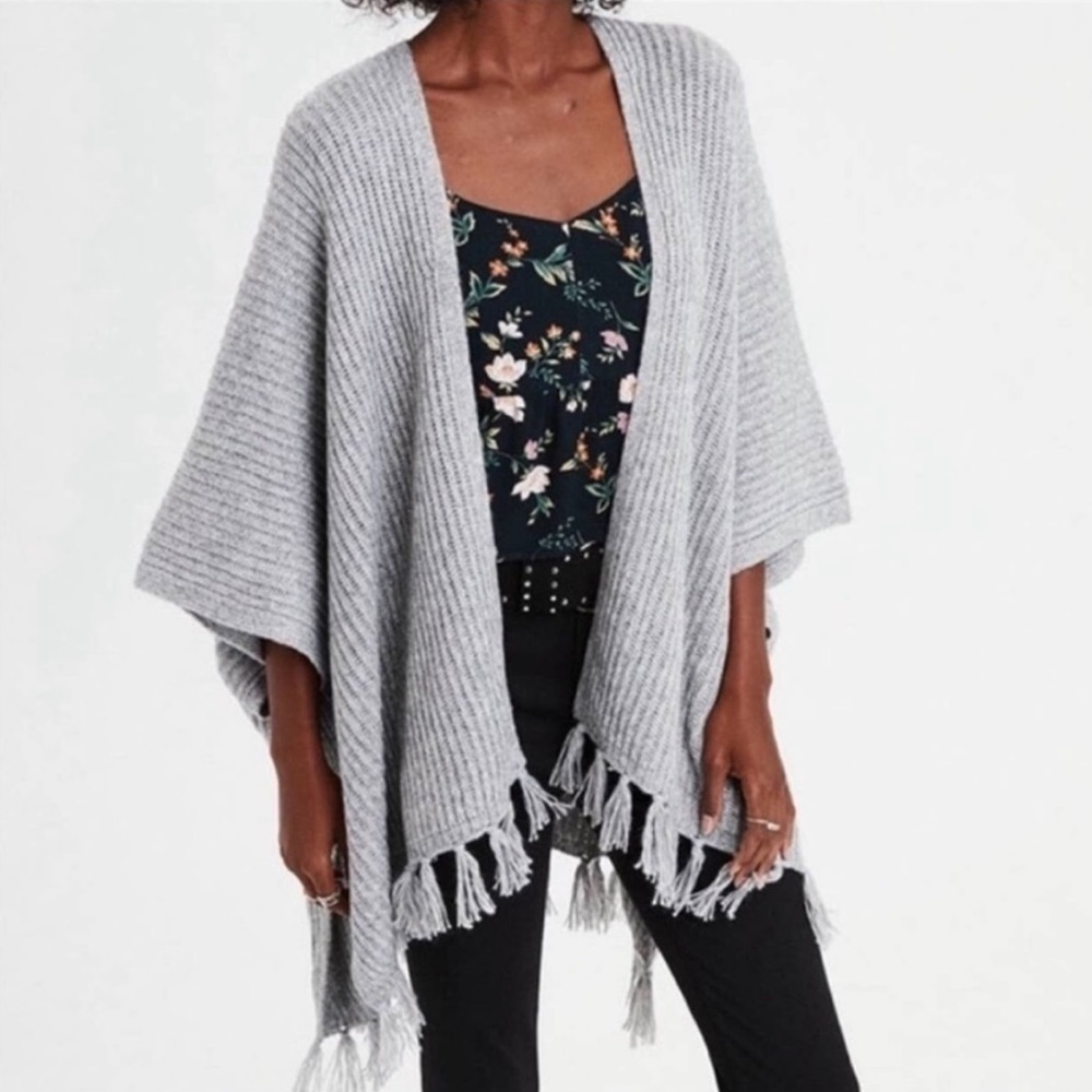 American Eagle Fringe Hem Knit Oversized Cardigan